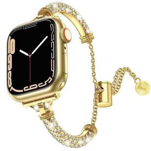 Full Diamond Metal Bracelet Watch Band For Apple Watch Series 8&7 45mm / SE 2&6&SE&5&4 44mm / 3&2&1 42mm(Gold)