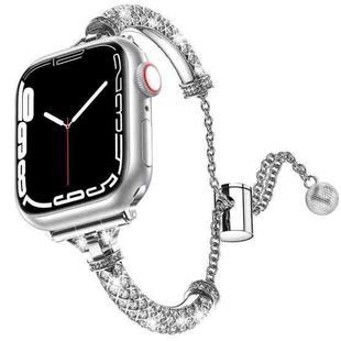 Full Diamond Metal Bracelet Watch Band For Apple Watch Series 8&7 45mm / SE 2&6&SE&5&4 44mm / 3&2&1 42mm(Silver)