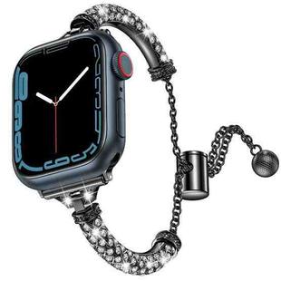 Full Diamond Metal Bracelet Watch Band For Apple Watch Series 8&7 41mm / SE 2&6&SE&5&4 40mm / 3&2&1 38mm(Black)