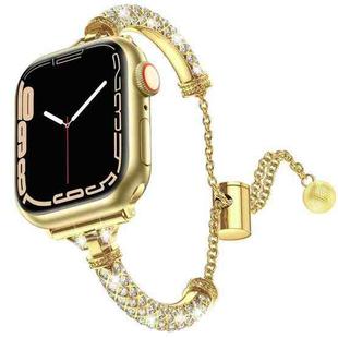 Full Diamond Metal Bracelet Watch Band For Apple Watch Series 8&7 41mm / SE 2&6&SE&5&4 40mm / 3&2&1 38mm(Gold)