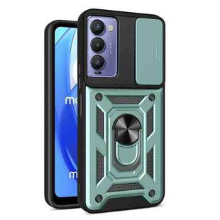 For Tecno Camon 18 / 18 P Sliding Camera Cover Design Phone Case(Dark Green)