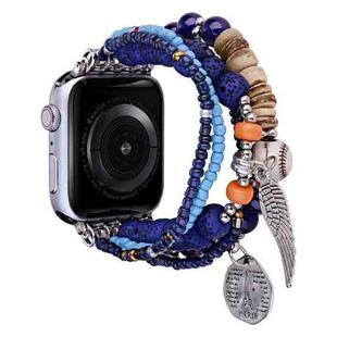 Beaded Posey Wings Bracelet Watch Band For Apple Watch Series 8&7 45mm / SE 2&6&SE&5&4 44mm / 3&2&1 42mm(Royal Blue)
