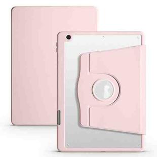 For iPad 10.2 2022 / 2021 / 2020 / 2019 Acrylic 360 Degree Rotation Holder Tablet Leather Case(Sand Pink)