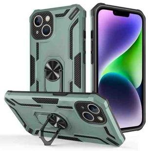 For iPhone 14 Warship Armor 2 in 1 Shockproof Phone Case(Dark Green)