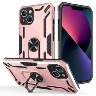 For iPhone 13 Warship Armor 2 in 1 Shockproof Phone Case(Rose Gold)