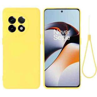 For OnePlus 11 Pure Color Liquid Silicone Shockproof Full Coverage Phone Case(Yellow)