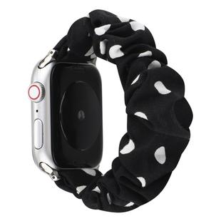 For Apple Watch Series 8&7 41mm / SE 2&6&SE&5&4 40mm / 3&2&1 38mm Cloth + Stainless Steel Hair Ring Watch Band(Black Spot)