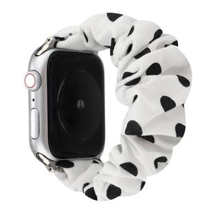 For Apple Watch Series 7 41mm / 6 & SE & 5 & 4 40mm / 3 & 2 & 1 38mm Cloth + Stainless Steel Hair Ring Watch Band(White Spot)