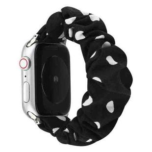 For Apple Watch Series 7 45mm / 6 & SE & 5 & 4 44mm / 3 & 2 & 1 42mm Cloth + Stainless Steel Hair Ring Watch Band(Black Spot)