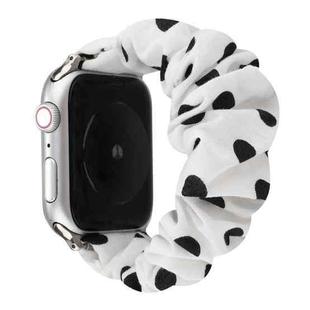 For Apple Watch Series 7 45mm / 6 & SE & 5 & 4 44mm / 3 & 2 & 1 42mm Cloth + Stainless Steel Hair Ring Watch Band(White Spot)