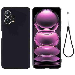 For Xiaomi Redmi Note 12 5G India / Poco X5 Pure Color Liquid Silicone Shockproof Full Coverage Phone Case(Black)