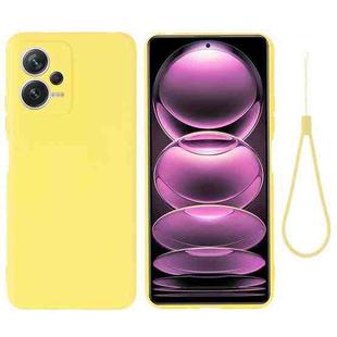 For Xiaomi Redmi Note 12 5G India / Poco X5 Pure Color Liquid Silicone Shockproof Full Coverage Phone Case(Yellow)