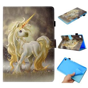 For Huawei MediaPad M5 8.4 Painted Horizontal Flat Leather Case with Sleep Function & Card Slot & Buckle Anti-skid Strip & Bracket & Wallet(Unicorn)