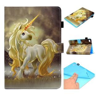For iPad Mini 1 / 2 / 3 / 4 / 5 Painted Horizontal Flat Leather Case with Sleep Function & Card Slot & Buckle Anti-skid Strip & Bracket & Wallet(Unicorn)
