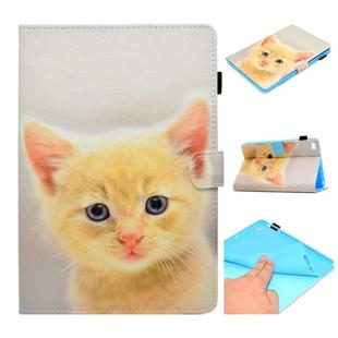 For iPad Mini 1 / 2 / 3 / 4 / 5 Painted Horizontal Flat Leather Case with Sleep Function & Card Slot & Buckle Anti-skid Strip & Bracket & Wallet(Cute Cat)