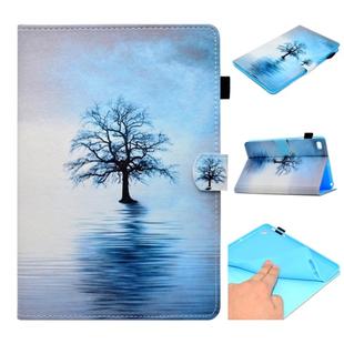 For iPad Mini 1 / 2 / 3 / 4 / 5 Painted Horizontal Flat Leather Case with Sleep Function & Card Slot & Buckle Anti-skid Strip & Bracket & Wallet(Tree in Water)