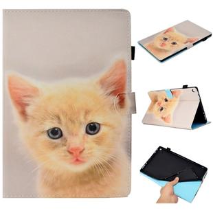 For Kindle Fire HD 10 2015 / 2017 Painted Horizontal Flat Leather Case with Sleep Function & Card Slot & Buckle Anti-skid Strip & Bracket & Wallet(Cute Cat)