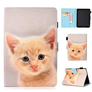 For Kindle Paperwhite 4 (2018) Painted Horizontal Flat Leather Case with Sleep Function & Card Slot & Buckle Anti-skid Strip & Bracket & Wallet(Cute Cat)