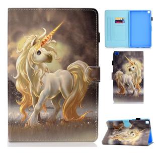 For Galaxy Tab A 8.0 (2019) T290 Painted Horizontal Flat Leather Case with Sleep Function & Card Slot & Buckle Anti-skid Strip & Bracket & Wallet(Unicorn)