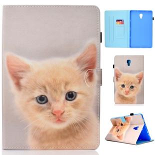 For Galaxy Tab A 10.5 T590 Painted Horizontal Flat Leather Case with Sleep Function & Card Slot & Buckle Anti-skid Strip & Bracket & Wallet(Cute Cat)