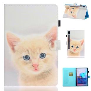 For Galaxy Tab S6 T860 Painted Horizontal Flat Leather Case with Sleep Function & Card Slot & Buckle Anti-skid Strip & Bracket & Wallet(Cute Cat)