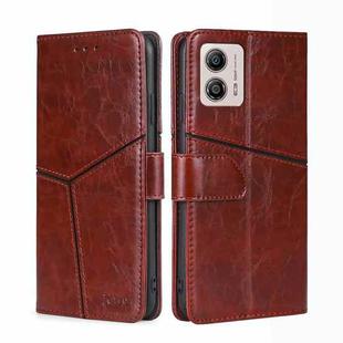For Motorola Moto G53 5G/G13 4G/G23 4G Geometric Stitching Leather Phone Case(Dark Brown)