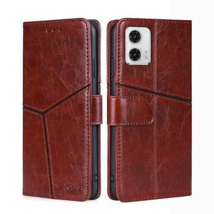 For Motorola Moto G73 5G Geometric Stitching Leather Phone Case(Dark Brown)