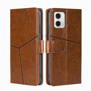 For Motorola Moto G73 5G Geometric Stitching Leather Phone Case(Light Brown)