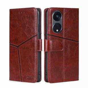 For OPPO Reno8 T 5G/A1 Pro 5G Geometric Stitching Leather Phone Case(Dark Brown)