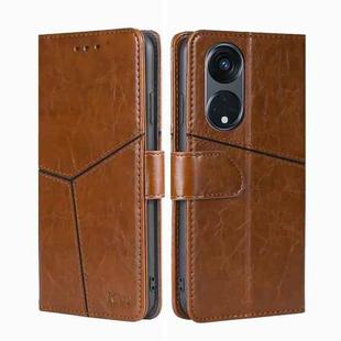 For OPPO Reno8 T 5G/A1 Pro 5G Geometric Stitching Leather Phone Case(Light Brown)