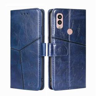 For Kyocera Android One S10 Geometric Stitching Leather Phone Case(Blue)