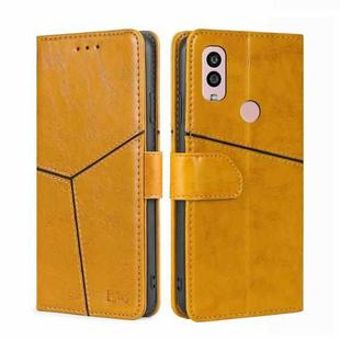 For Kyocera Android One S10 Geometric Stitching Leather Phone Case(Yellow)