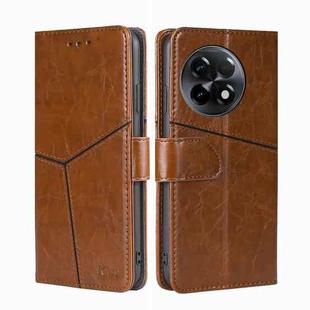 For OnePlus Ace 2/11R Geometric Stitching Leather Phone Case(Light Brown)