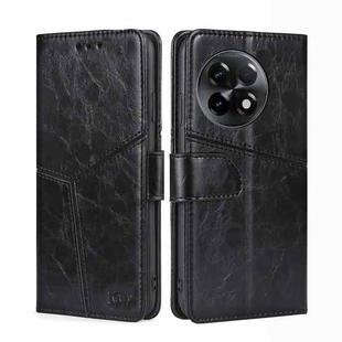 For OnePlus Ace 2/11R Geometric Stitching Leather Phone Case(Black)