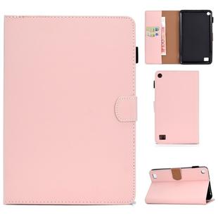 For Kindle Fire 7(2015/2017/2019) Solid Color Tablet PC Universal Magnetic Horizontal Flip Leather Case with Card Slots & Holder(Pink)