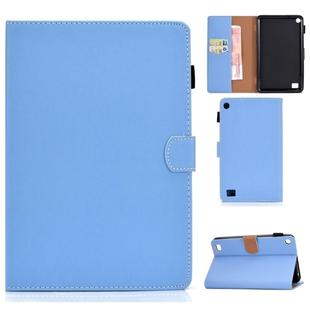 For Kindle Fire 7(2015/2017/2019) Solid Color Tablet PC Universal Magnetic Horizontal Flip Leather Case with Card Slots & Holder(Blue)