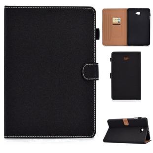 For Galaxy Tab A 10.1(2016) T580 Solid Color Tablet PC Universal Magnetic Horizontal Flip Leather Case with Card Slots & Holder(Black)