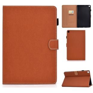 For Galaxy Tab A 10.1(2019) T510 Solid Color Tablet PC Universal Magnetic Horizontal Flip Leather Case with Card Slots & Holder(Brown)