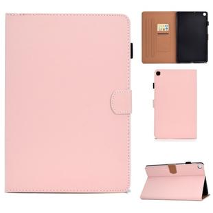 For Galaxy Tab A 10.1(2019) T510 Solid Color Tablet PC Universal Magnetic Horizontal Flip Leather Case with Card Slots & Holder(Pink)