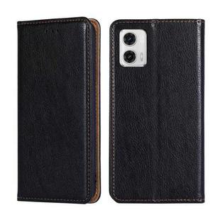 For Motorola Moto G73 5G Gloss Oil Solid Color Magnetic Leather Phone Case(Black)