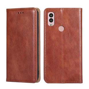 For Kyocera Android One S10 Gloss Oil Solid Color Magnetic Leather Phone Case(Brown)