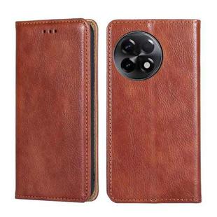 For OnePlus Ace 2/11R Gloss Oil Solid Color Magnetic Leather Phone Case(Brown)