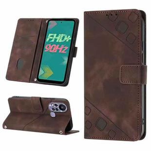 For Infinix Hot 11s Skin-feel Embossed Leather Phone Case(Brown)