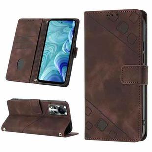 For Infinix Hot 11s NFC X6812B Skin-feel Embossed Leather Phone Case(Brown)