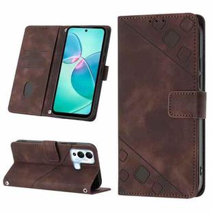 For Infinix Hot 12 Play / Hot 12 Play NFC Skin-feel Embossed Leather Phone Case(Brown)