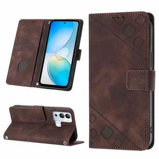 For Infinix Hot 12i X665 Skin-feel Embossed Leather Phone Case(Brown)