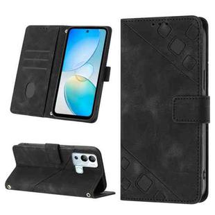 For Infinix Hot 12i X665 Skin-feel Embossed Leather Phone Case(Black)