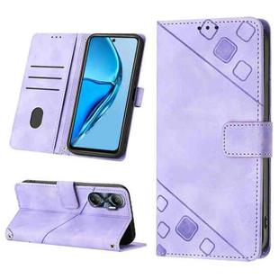 For Infinix Hot 20 4G X6826 Skin-feel Embossed Leather Phone Case(Light Purple)