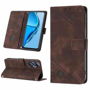 For Infinix Hot 20 4G X6826 Skin-feel Embossed Leather Phone Case(Brown)