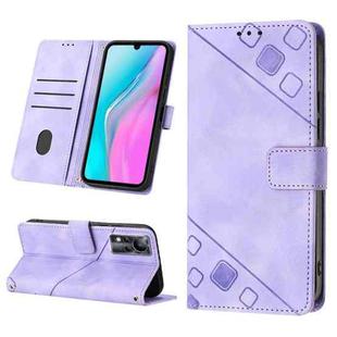 For Infinix Note 11 Skin-feel Embossed Leather Phone Case(Light Purple)